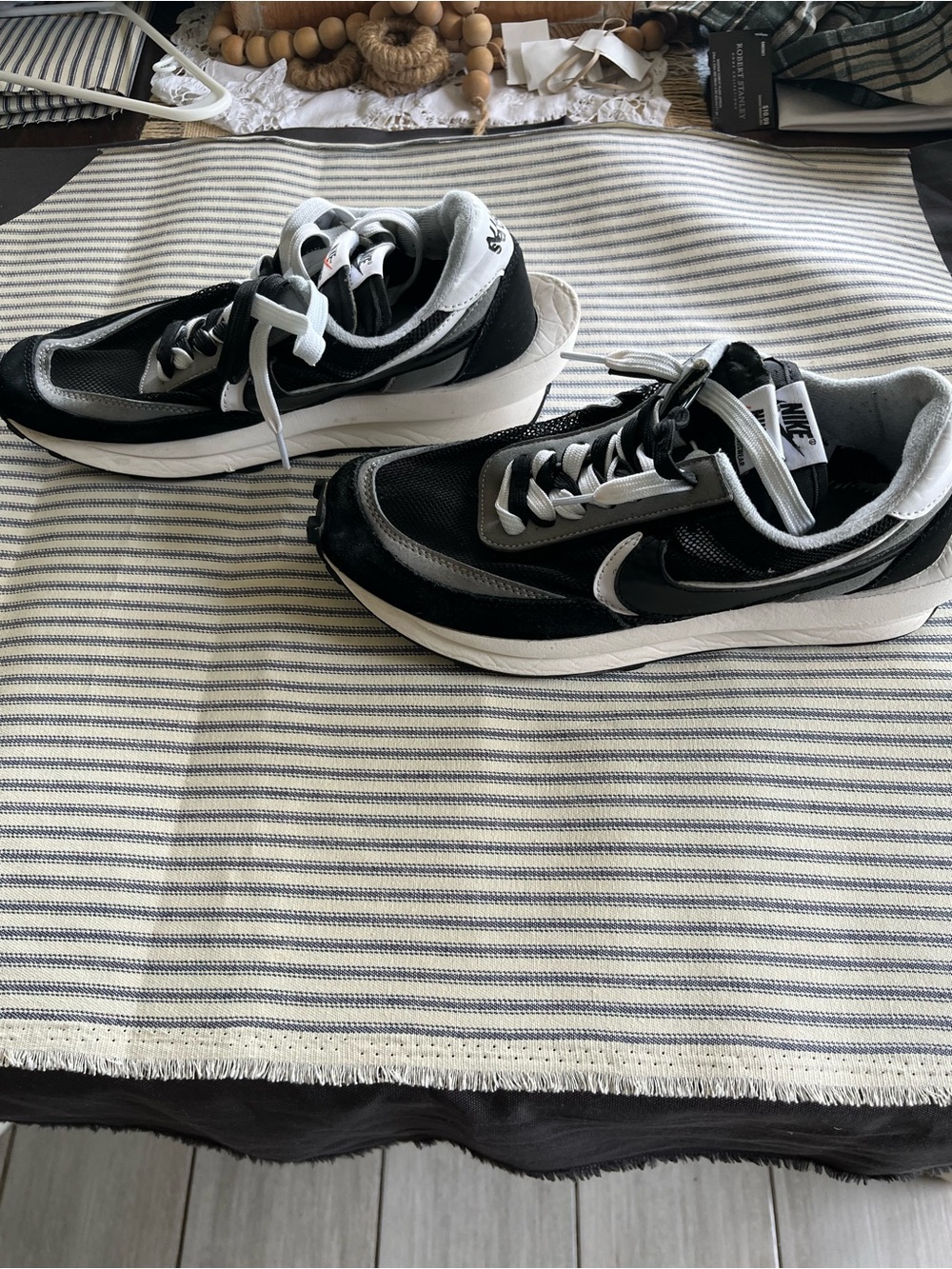 Nike Black and Gray Layered Retro Running Sneakers